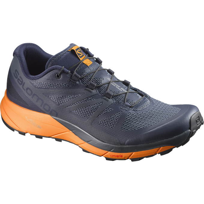 Salomon SENSE RIDE Zapatillas Trail Running Hombre - Azul Marino / Naranjas - Colombia (06819-BJML)